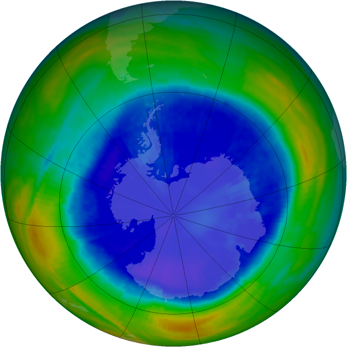 Antarctic ozone map for 02 September 2001